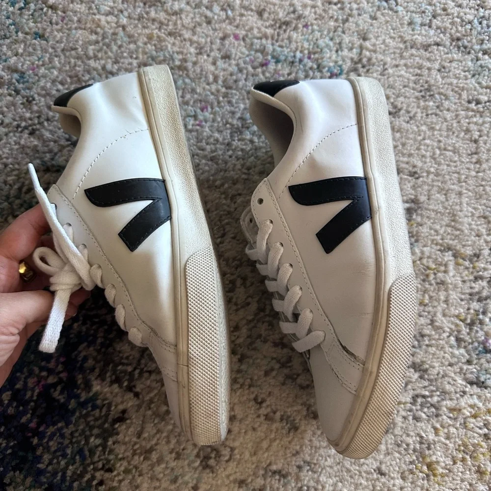 Veja White Sneakers with Black Logo - Picture 3 of 7